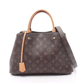 Louis Vuitton Montaigne MM Handbag, PVC-Coated Canvas and Leather, Monogram, Women's, Brown, M41056