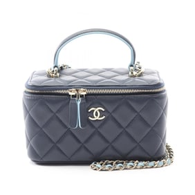 CHANEL Matelasse Shoulder Bag, Lambskin Leather, Women's, Navy/Blue, AP2199