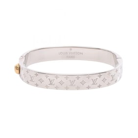 Louis Vuitton Nanogram Monogram Cuff Bangle in Stainless Steel with Gold Plated GP (Silver/Gold) for