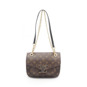 Louis Vuitton Passy Shoulder Bag, PVC-Coated Canvas and Leather, Monogram, Women's, Brown/Black,