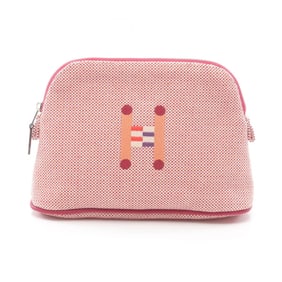 Hermes Hermès Bolide Crazy H Pouch Bag, Canvas and Leather, Women's, Pink/Multicolor/Orange
