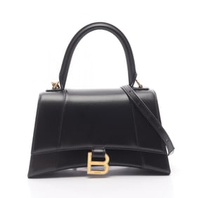 Balenciaga Hourglass Small Handbag, Leather, Women's, Black, 593546
