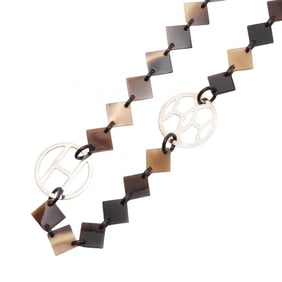Hermes Hermès Diva Necklace, 925 Sterling Silver, Buffalo Horn, Women's, Brown/Silver