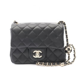 CHANEL Matelasse Shoulder Bag, Lambskin Leather, Women's, Black, AS1786