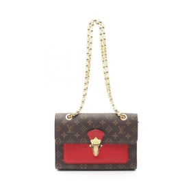 Louis Vuitton Victoire Shoulder Bag, PVC-Coated Canvas and Leather, Monogram, Women's, Brown/Red,