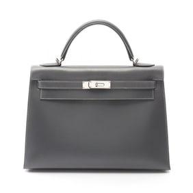Hermes Kelly 32 handbag, Tadelakt, women's, gray