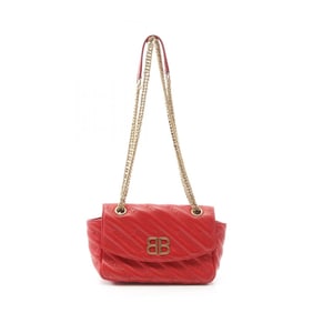 Balenciaga BB logo shoulder bag, leather, women's, red