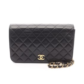 CHANEL Matelasse Full Flap Shoulder Bag in Lambskin Leather, Black