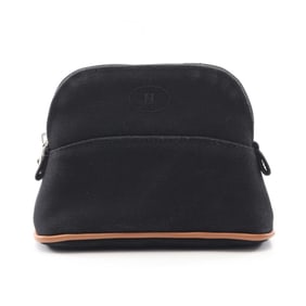 Hermes Hermès Bolide Mini Pouch Bag in Canvas and Leather, Women's, Black/Brown