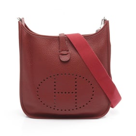 Hermes Hermès Evelyn 2 de PM shoulder bag in Taurillon Clemence leather, burgundy.