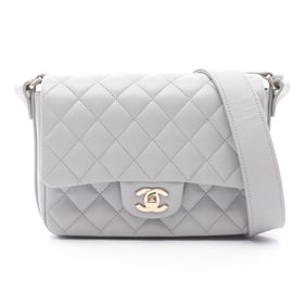 CHANEL Matelasse Shoulder Bag, Lambskin Leather, Women's, Gray