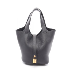 Hermes Hermès Picotin Lock PM handbag in Taurillon Clemence leather, black.