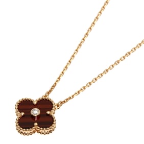 Van Cleef & Arpels Alhambra Bullseye Diamond Necklace in 18K Pink Gold for Women.