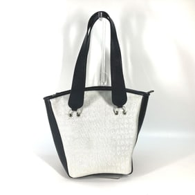 BVLGARI Logomania glitter two-tone tote bag, canvas/leather handbag, women's white