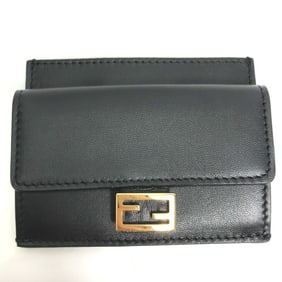 FENDI 8M0423 Baguette Card Holder/Coin Purse/Wallet in Black Leather for Women