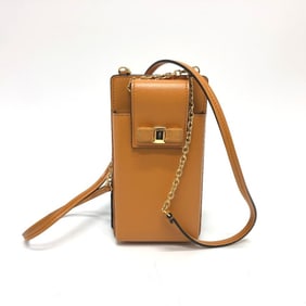 Salvatore Ferragamo Vara Chain Pouch Phone Case Shoulder Bag Leather Women's Orange Brown
