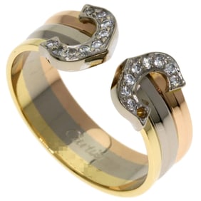 Cartier 2C Ring, Small, Diamond, #51, 18K Yellow Gold/18KWG/18KPG, Women's