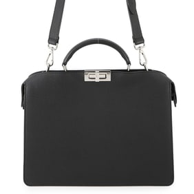 Fendi Peekaboo I See You Medium Leather Handbag 7VA529 FENDI 2-Way Bag Black