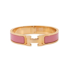 Hermes Click H Clack PM Bracelet with Rose Patch, Pink