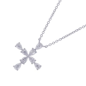 Harry Winston Symbols Shape Mini Cross Pendant Necklace with 8 Diamonds, Approximately 0.48ct Total,