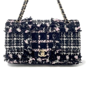 Chanel Chain Shoulder Bag Matelasse 25 Coco Mark Tweed Sequins A01112 CHANEL Black