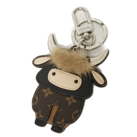 Louis Vuitton Porte-Clés Keychain, LV Ox, Zodiac Sign, Cow Fur, Flower, Brown, 20AW Monogram,