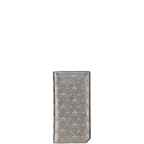 Jimmy Choo Star Studs Bifold Wallet Gray Leather Women's JIMMY CHOO
