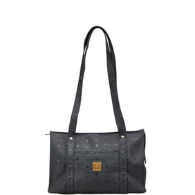 MCM Visetos Monogram Tote Bag, One-Shoulder Black PVC, Women's