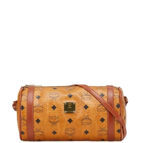MCM Visetos Logogram Shoulder Bag in Brown PVC and Leather for Women