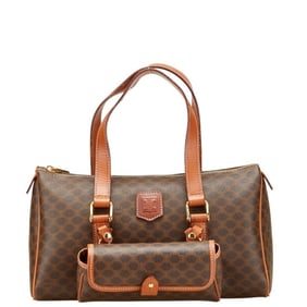 Celine Macadam Handbag Brown PVC Leather Women's CELINE