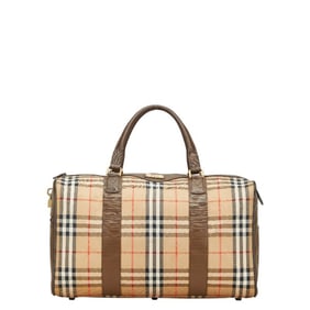 Burberry Nova Check Shadow Horse Boston Bag in Beige, Brown, and Multicolor Canvas Leather. Women's.