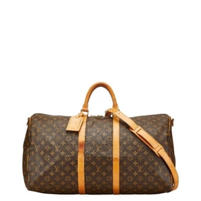 Louis Vuitton Monogram Keepall Bandouliere 55 Boston/Shoulder Bag, 2-Way, M41414, Brown PVC Leather,
