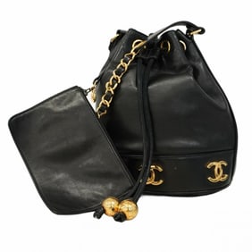 Chanel Triple Coco Lambskin Shoulder Bag, Black, Women's