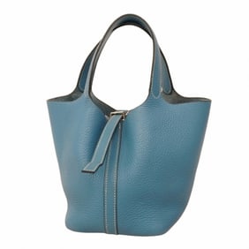 Hermes Hermès Picotin PM Handbag in Taurillon Clemence Blue Jean with F Stamp for Women