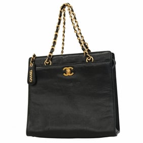 Chanel Shoulder Bag Chain Caviar Skin Black Women's