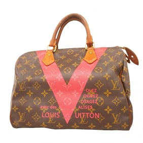 Louis Vuitton Monogram V Speedy 30 Handbag M41533 Brown Grenard Women's