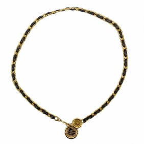 Chanel belt black gold chain ladies