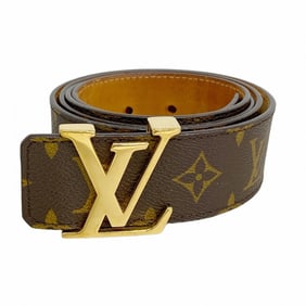 Louis Vuitton Monogram Santur Belt with LV Initials, M9608, Brown, Men's