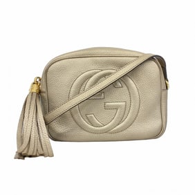 Gucci Soho Shoulder Bag 308364 Leather Champagne Gold Women's