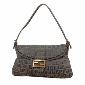 Fendi Zucchino Shoulder Bag in Nylon Canvas, Brown, Black, and Pink for Women