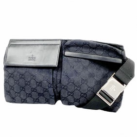 Gucci Waist Bag GG Canvas 28566 Black Men's P1351294