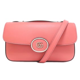 Gucci 379722 Double G Mini Chain Shoulder Bag Leather Women's GUCCI