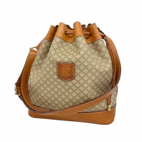 Celine Shoulder Bag Macadam Beige Brown Women's
