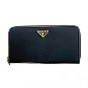 Prada long wallet, nylon, black, women's