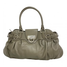 Salvatore Ferragamo Gancini Leather Handbag, Gray, Women's