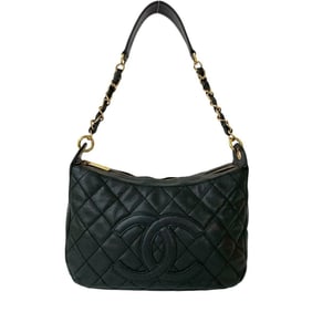 Seal No. 7 CHANEL Matelasse Coco Mark Caviar Skin Semi-One Shoulder Bag Black 16582