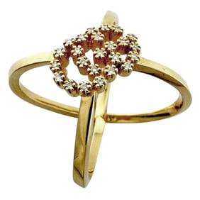 Gucci GG Running Ring, size 8, 18K, diamond, women's.