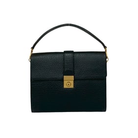 PRADA Prada logo gold hardware leather handbag business briefcase document case black 39173