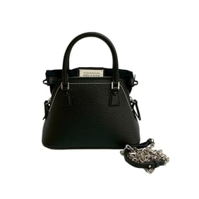 MAISON MARGIELA 5AC Micro Leather 2-Way Handbag/Shoulder Bag, Black, 58795