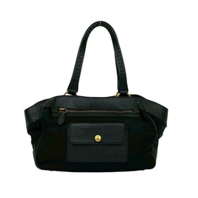 PRADA Prada Triangle Logo Hardware Leather Nylon Tote Bag Handbag Semi-Shoulder Black 35432